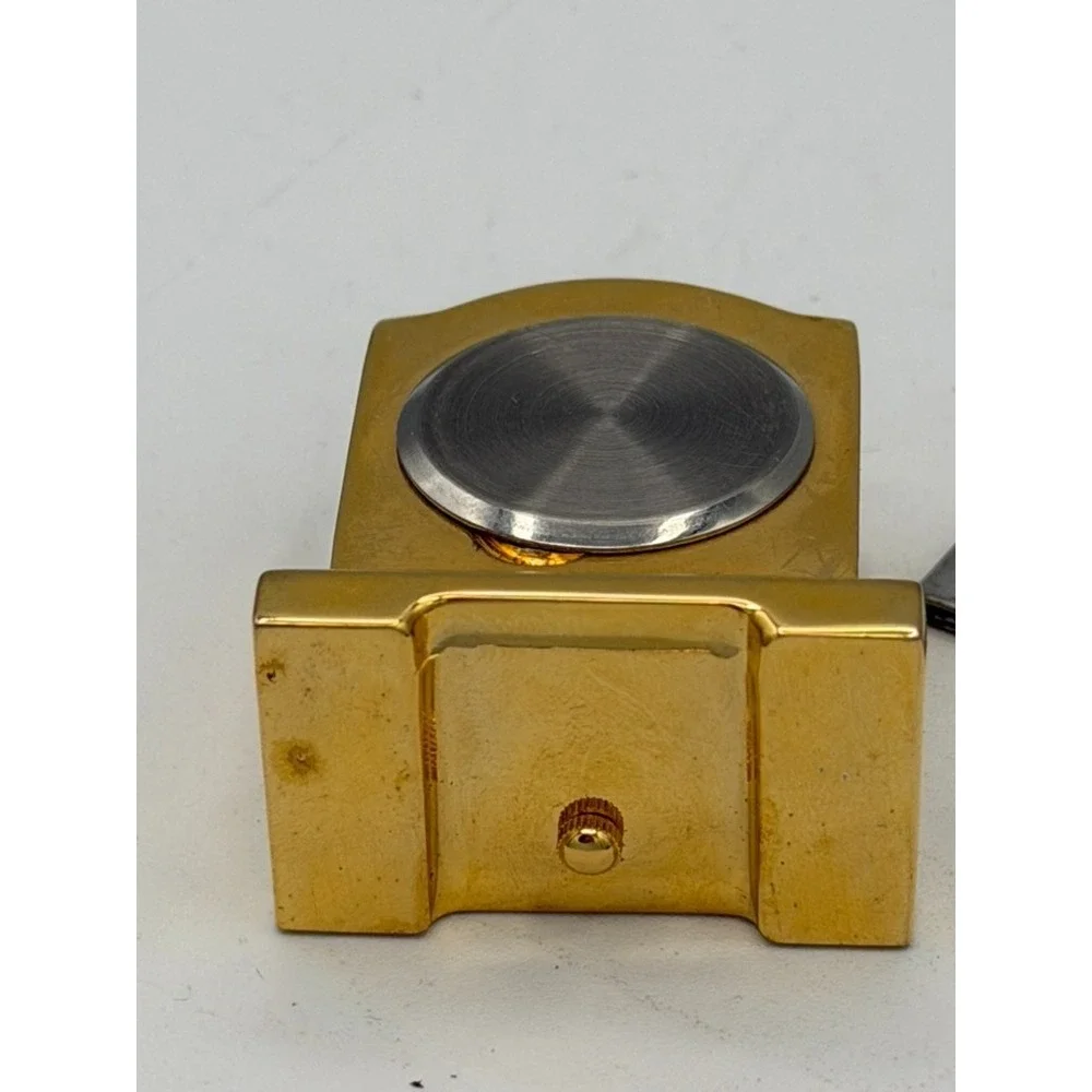 St. Marin Miniature Brass Quartz Desk Clock Working New Battery Mantel Style